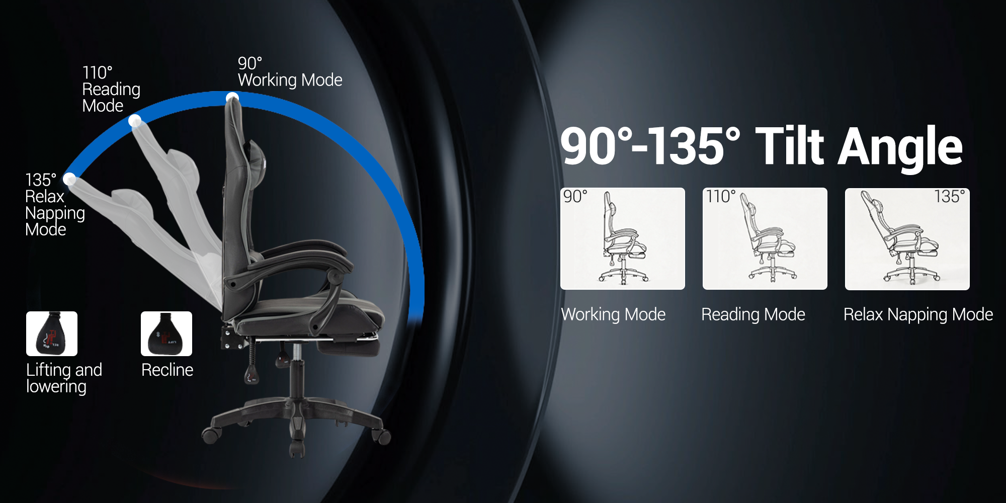 90° -135° Tilt Angle