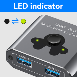 with LED signal indicator The USB 3.0 Switcher 2 ports have corresponding LED signals that let you k