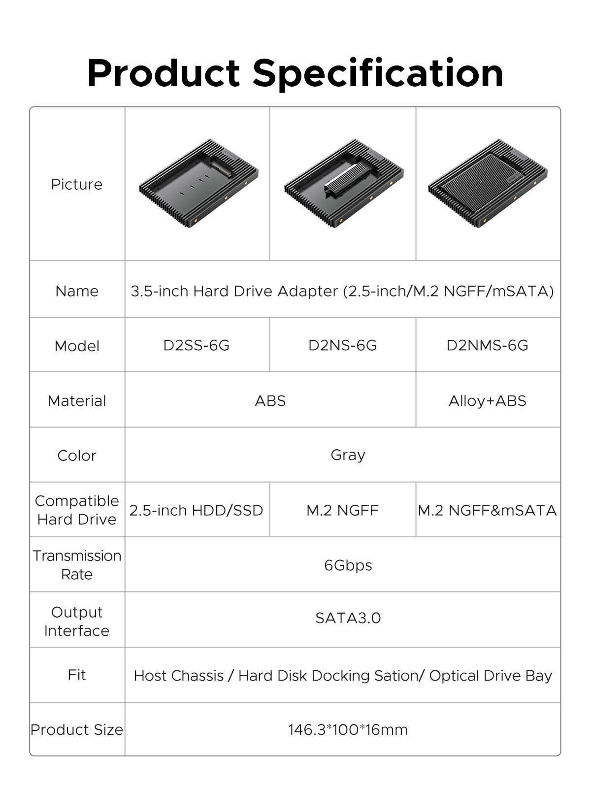 2.5 SSD SATA to 3.5 Hard Drive Adapter