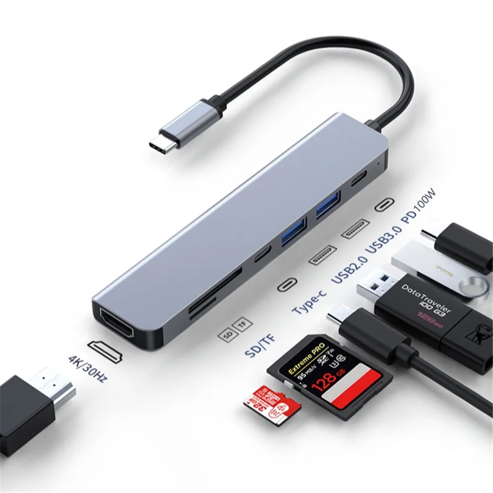 Jansicotek USB C Hub 7 in 1 Multiport Adapter