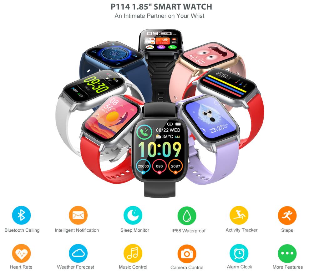 Hitoor Smart Watch (Answer/Make Calls), Smart Watches for Men Women with 1.85" Touch Screen, Step Co