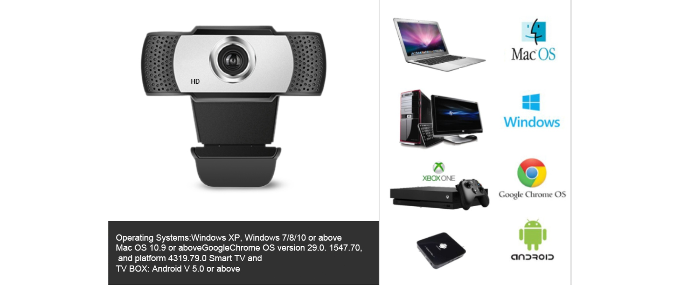 Webcam support Windows Mac Android ChromeOS