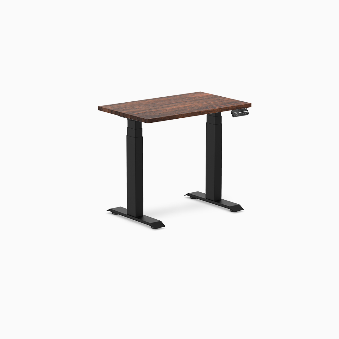 mini standing desk, small sit stand desk, softwood standing desk, compact desk, height adjustable
