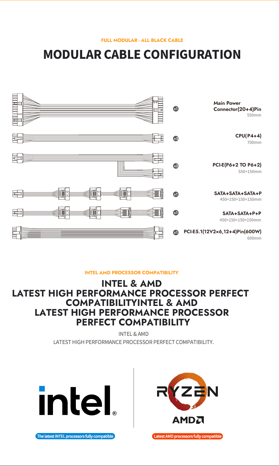 darkFlash PMT750, 750W Fully Modular Power Supply, 80 PLUS Gold & Cybenetics Platinum Certified
