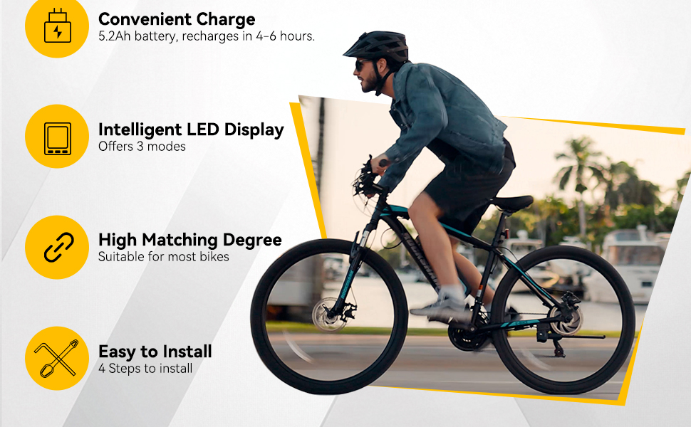 DR. BIKE Electric Bike Conversion Kit 29" Wheel Set LED Display Electric Bike DIY Set