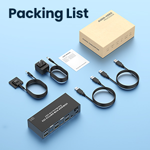 This dual monitors KVM switch is equipped with 4 USB 3.0 ports for sharing peripherals like printers