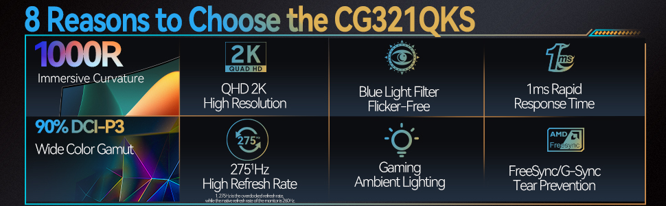 HKC CG321QKS Curved Gaming Computer Monitor