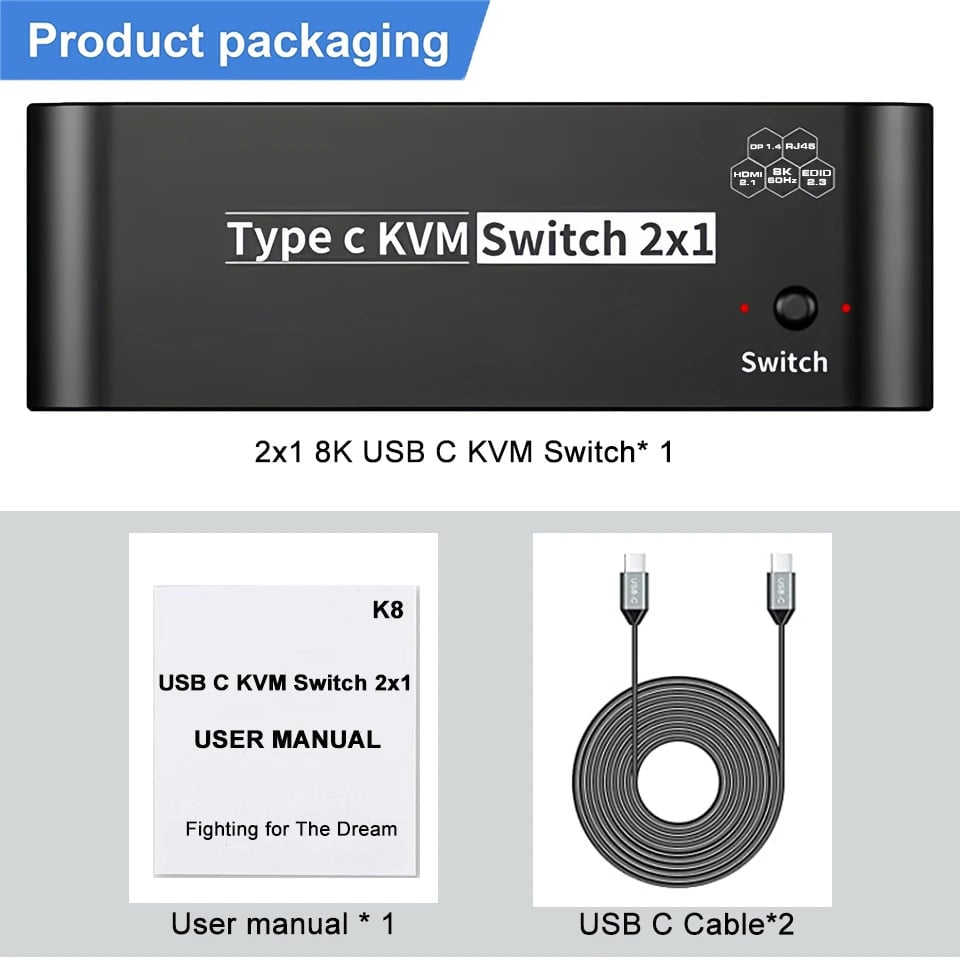 USB-C 8K KVM Switch