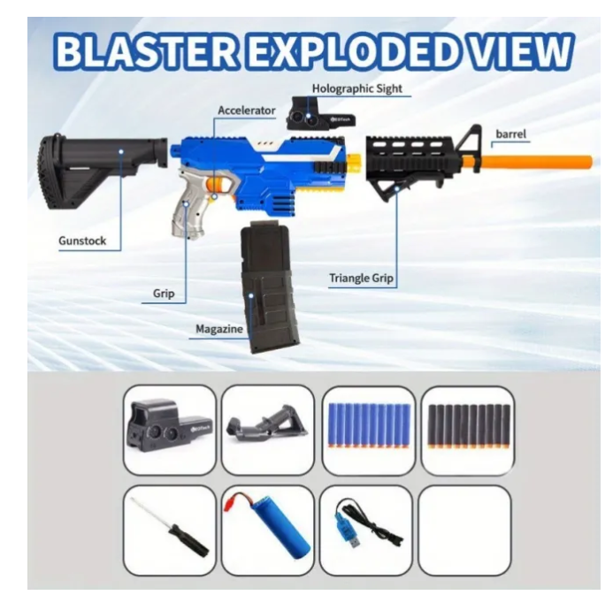 Toy Gun Automatic Sniper Rifle for Nerf Guns Bullets SBL-02A-Blue
