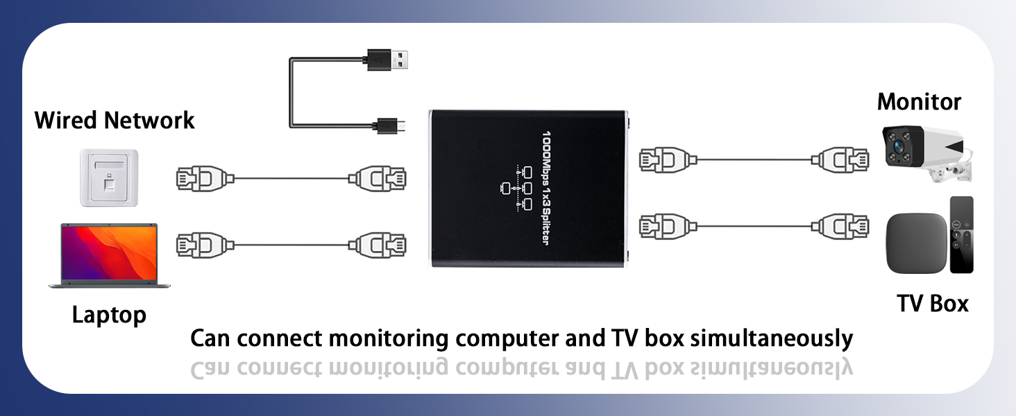 Gigabit Ethernet Splitter 1 in 3 Out