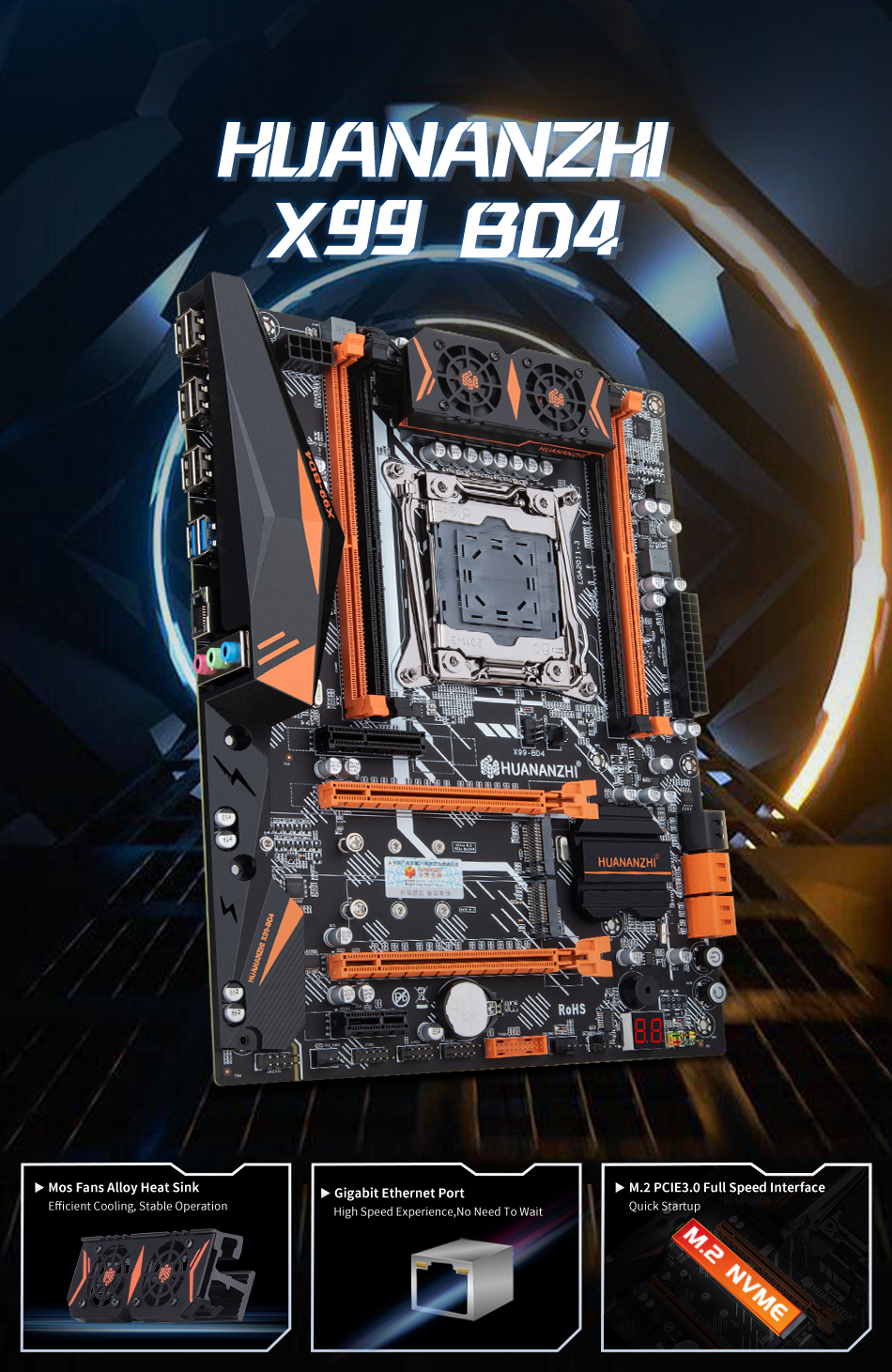 HUANANZHI X99 BD4 LGA 2011-3 XEON X99 Motherboard supports All