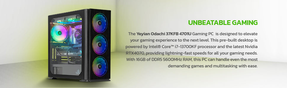  YEYIAN ODACHI Prebuilt PC Gaming Ryzen 9 7900X 5.60 GHz Desktop  Computers, GeForce RTX 4080 16 GB, 32GB DDR5 5600MHz, 1TB NVMe 4 SSD,VR  Ready ARGB,850W Gold Power Supply,Win 11 Home : Electronics