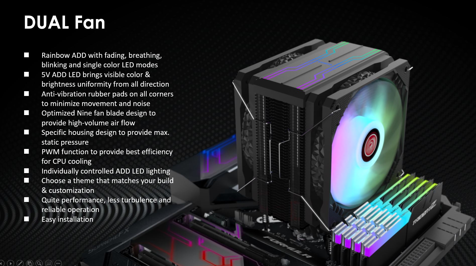 RAIJINTEK ELEOS 12 DUO RBW, an air cooler with Dual 12025 PWM ARGB fans