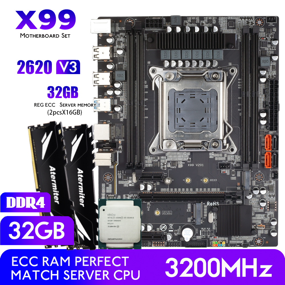 Atermiter D4 DDR4 X99 Motherboard Set with Intel Xeon E5 2620 V3 ...