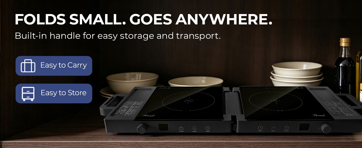 Rosewill RHAI-25002BK Foldable Dual Induction Cooktop Burner