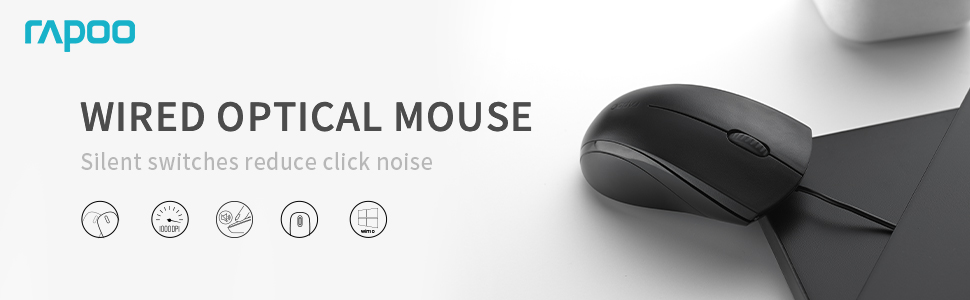 Rapoo N1600 Silent Wired Mouse