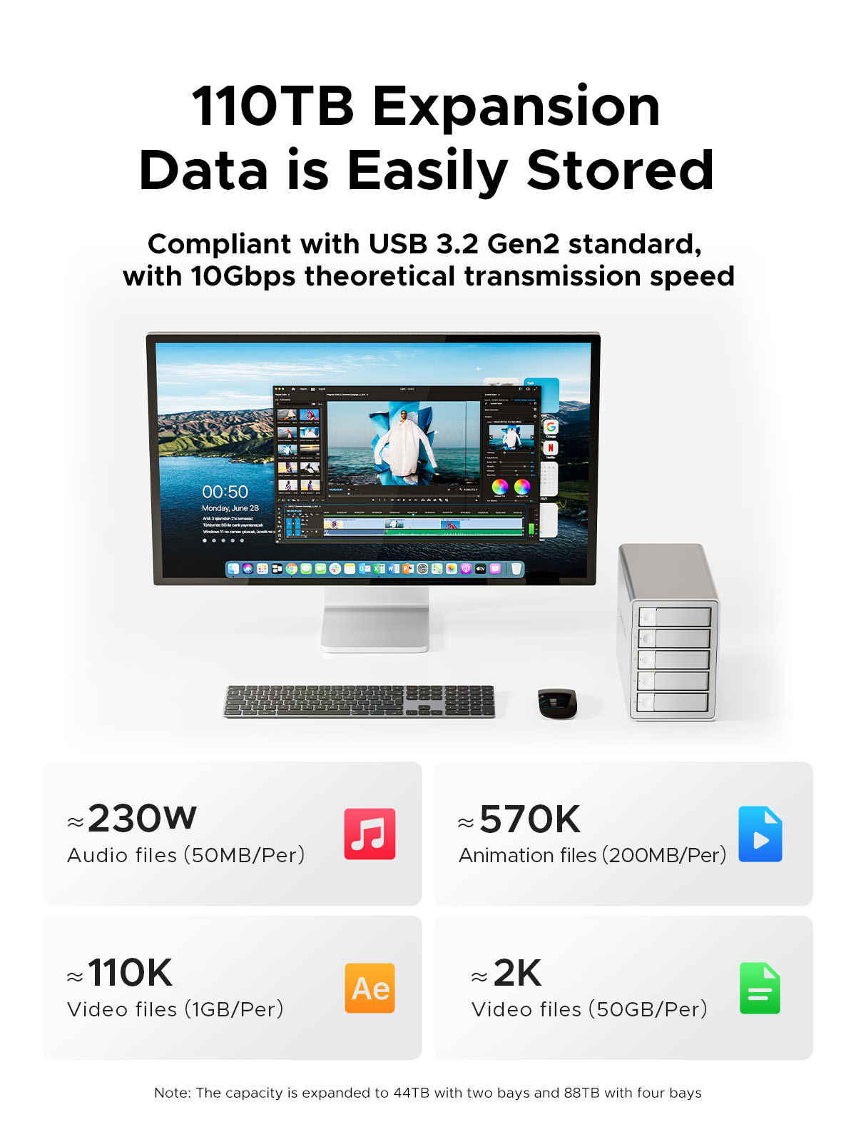 ORICO 5 Bay DAS Hard Drive Enclosure Support Raid & Daisy Chain USD3.0 2.5/3.5 inch HDD SSD for Ent