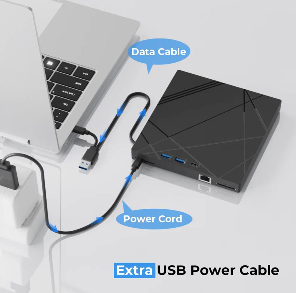 External CD/DVD Drive For Laptop PC USB3.0 Portable DVD Player With LAN/SD/TF Ports CD Reader