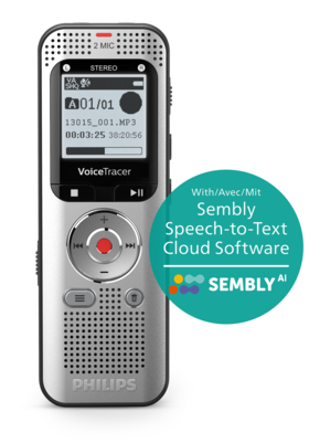 Philips DVT2015 with Sembly Speech-to-Text Audio Recorder