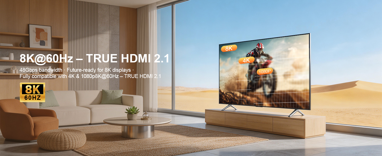 HDMI 2.1 Switch 3 in 1 Out, 8K@60Hz 4K@240Hz/120Hz 48Gbps, HDMI Switcher with Remote