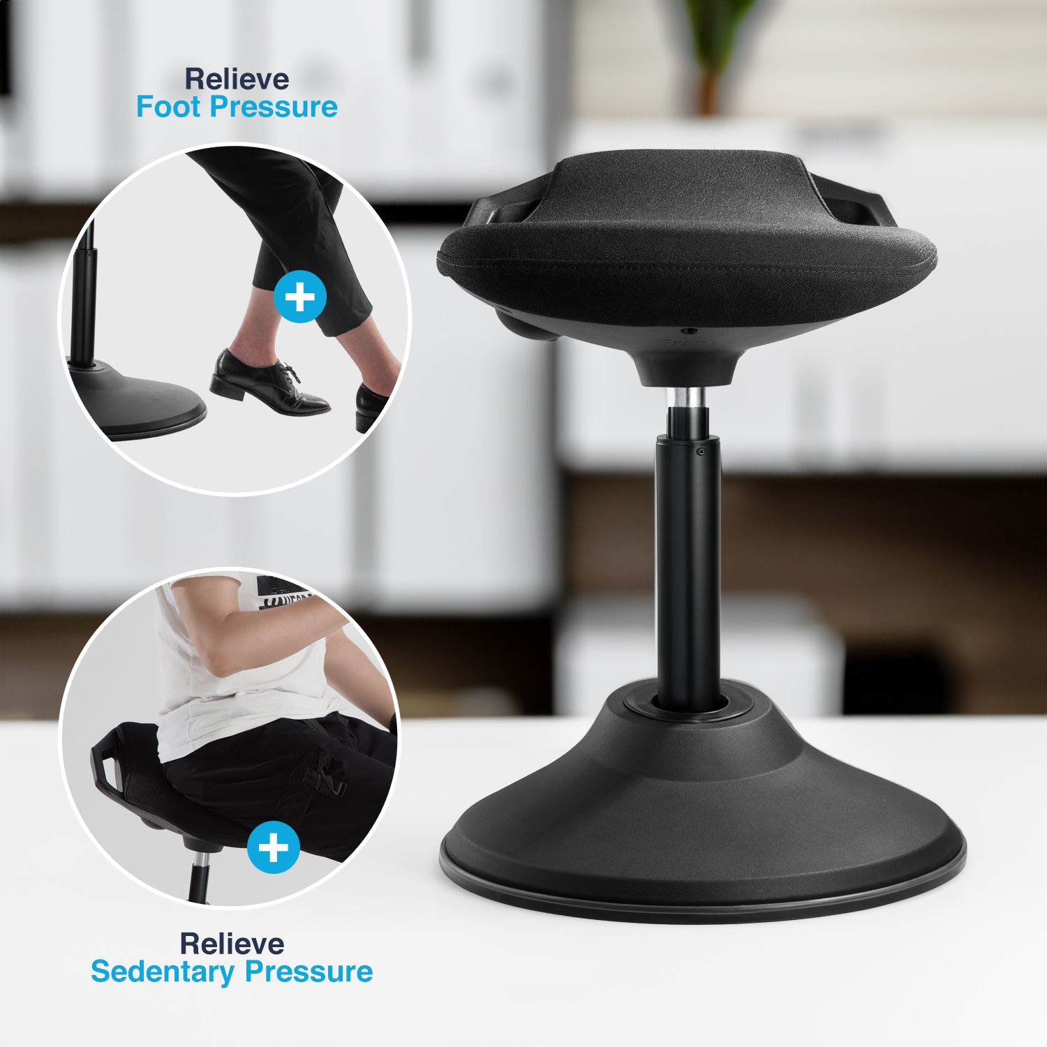 pro active wobble stool, ergonomic sit stand chair, adjustable active seating, core engagement stool