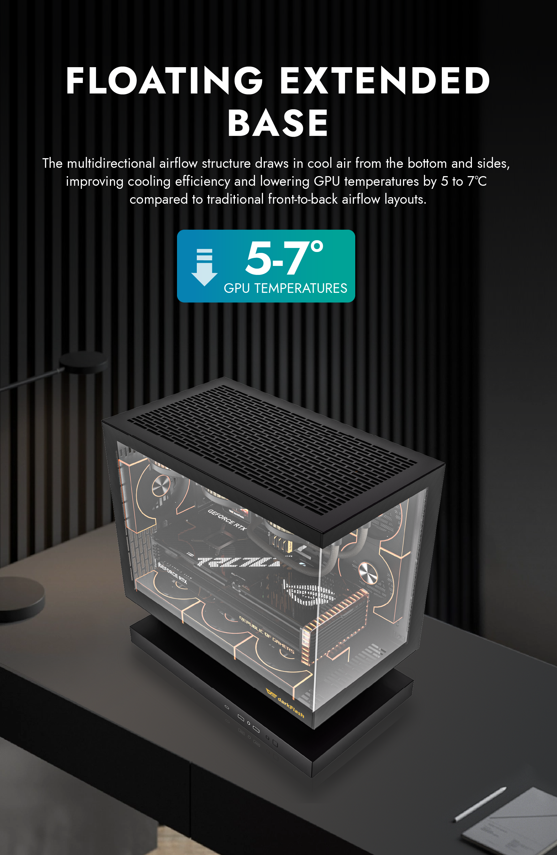 DarkFlash FLOATRON F1 M-ATX PC Case, BLACK