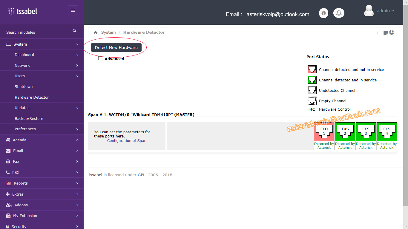 asterisk card tdm410