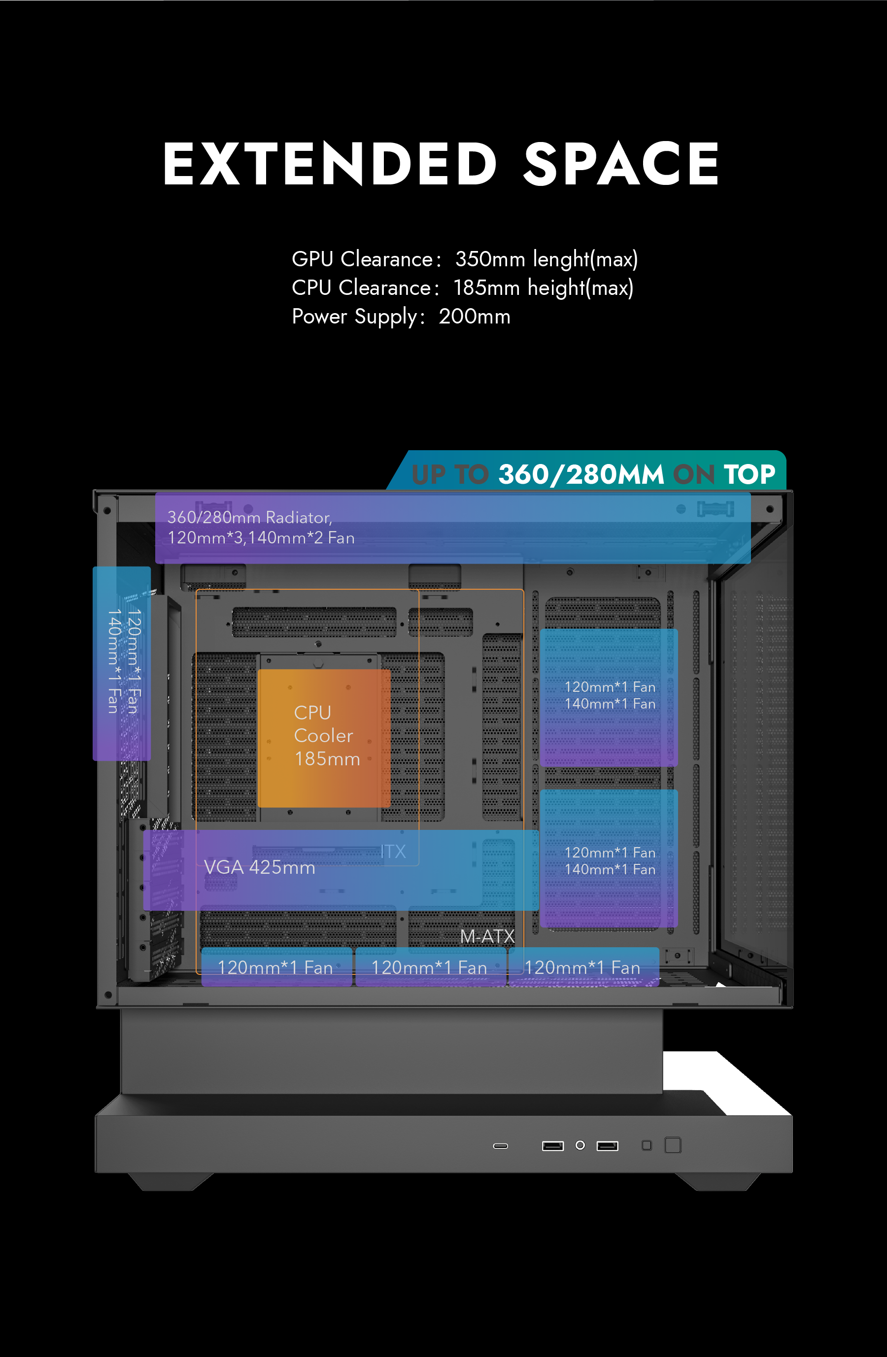 DarkFlash FLOATRON F1 M-ATX PC Case, BLACK