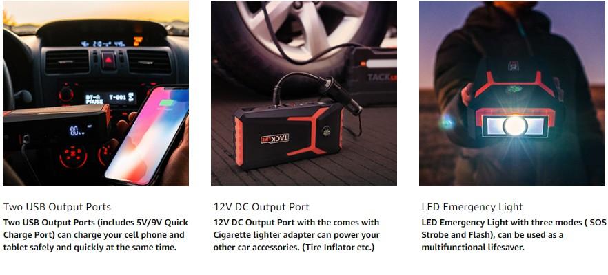 TACKLIFE T8 800A Peak 18000mAh Car Jump Starter with LCD Display (up to