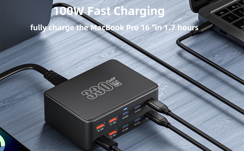 330W 10 Port USB C Charger Station