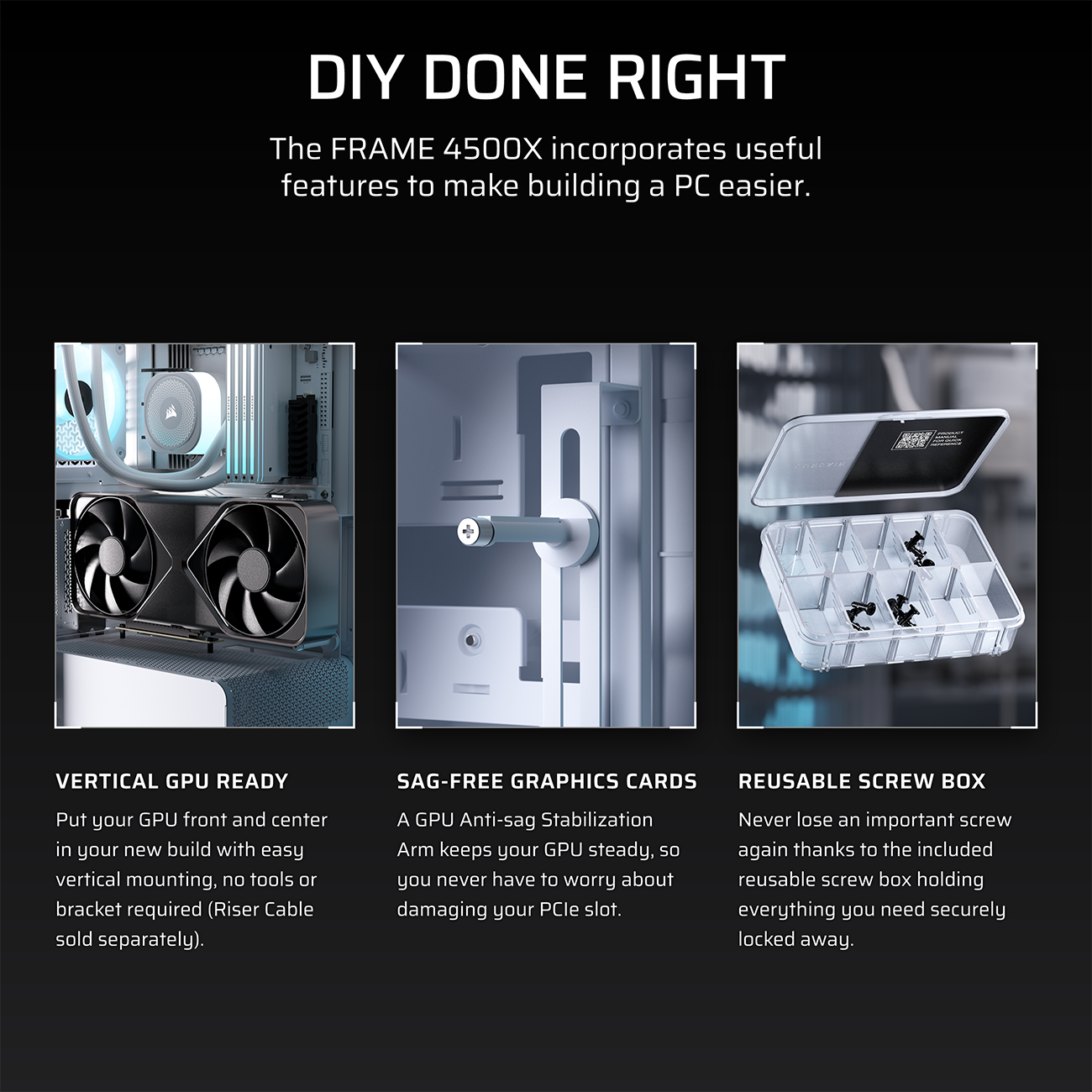 CORSAIR FRAME 4500X LX-R RGB LINK Panoramic Glass Mid-Tower PC Case – White