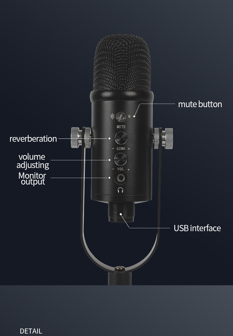 USB Streaming Podcast PC Microphone Studio Cardioid Condenser