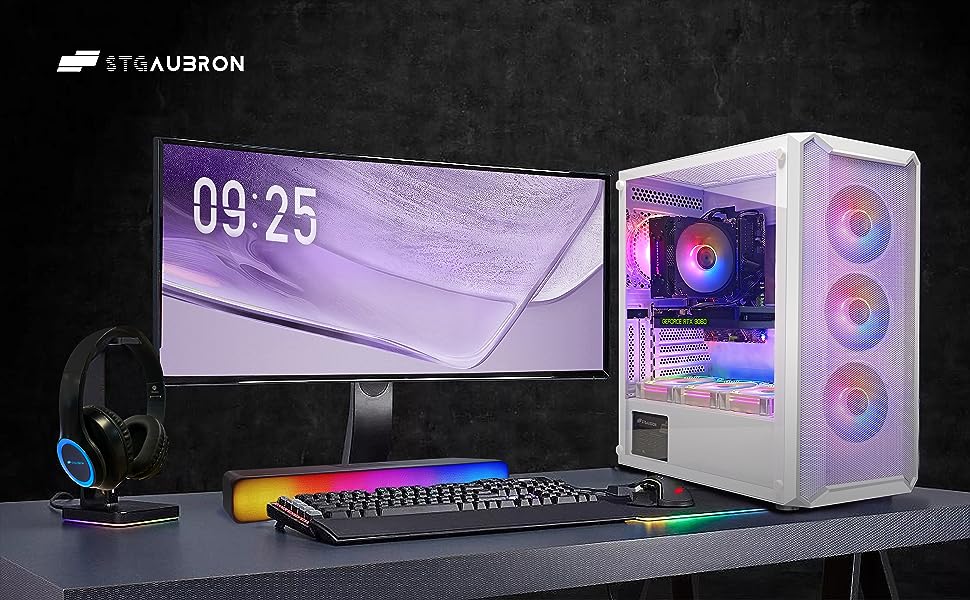 STGAubron Gaming Desktop PC,AMD Ryzen 7 5700X up to 4.6G,GeForce RTX ...