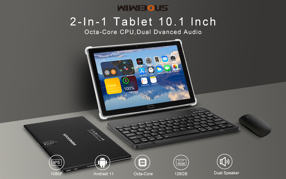 2 in 1 Tablet 10 Inch Android Tablets with Keyboard Pen Mouse