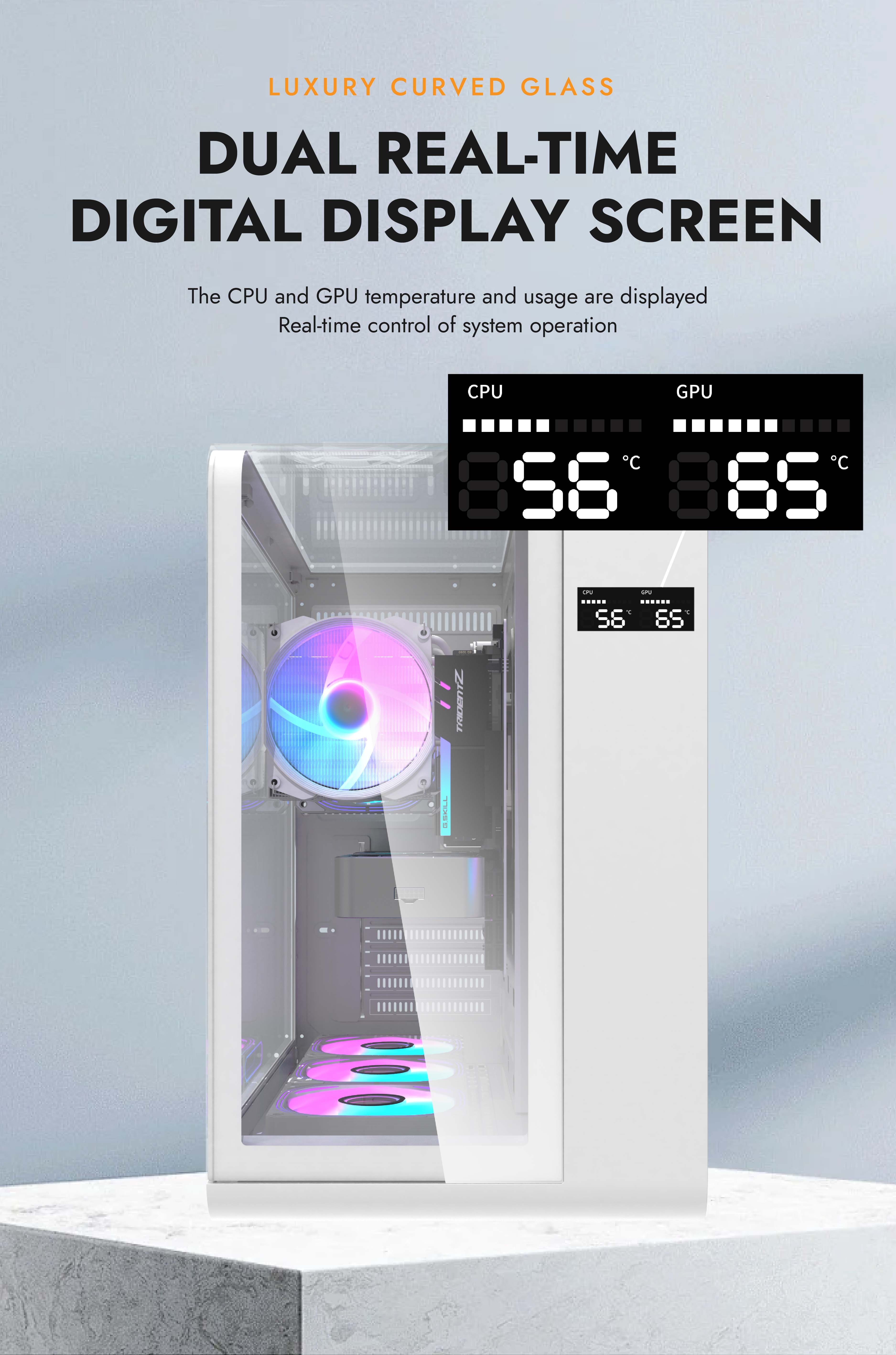 darkFlash L280, ATX Mid-Tower PC Gaming Case with Dual Real-Time Display