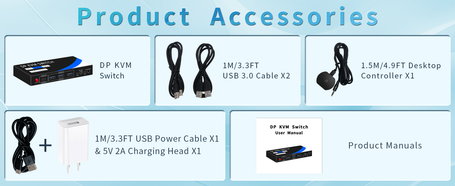 8K@60Hz Displayport KVM Switch 1 Monitor 2 Computers, USB 3.0 DP KVM Switches 4 USB Ports