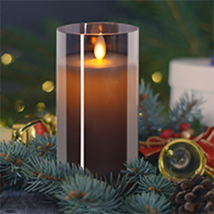 Luminessence Battery-Operated Ivory Wax LED Pillar Candles, 4.625
