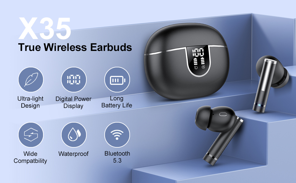 Ture Wireless Earbuds, Made for Music, Combine LED Digital Display to Bring You a Day of Quality Mus