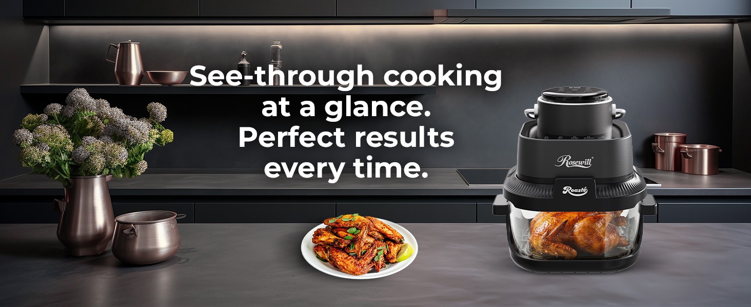 Rosewill 8-in-1 Portable Glass Air Fryer - Black