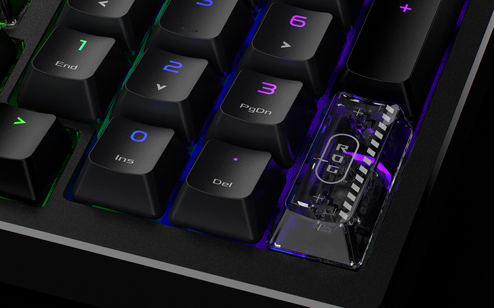 Translucent ROG-themed Numpad Enter keycap on the Azoth 96 HE