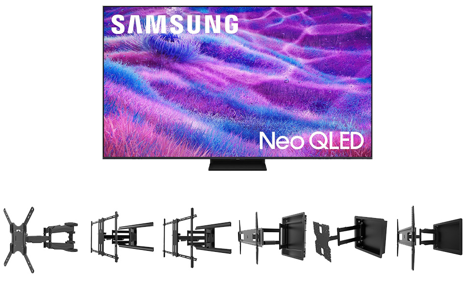 Samsung QN80FA Series TV with Kanto TV Wall Mount and Amber Screen Cleaner