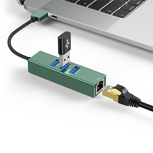 Play&amp;Plug The USB Ethernet Adapter with 3 USB 3.0 Port Which No need to Install any Drivers, just Pl