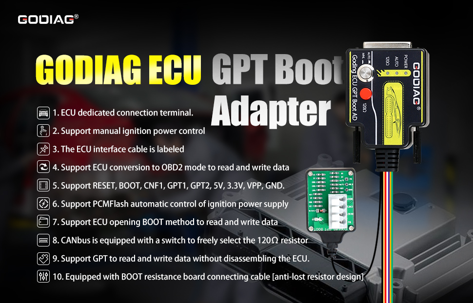 GODIAG ECU GPT Boot AD Programming Adapter for Foxflash PCMTuner Openport Godiag GT100
