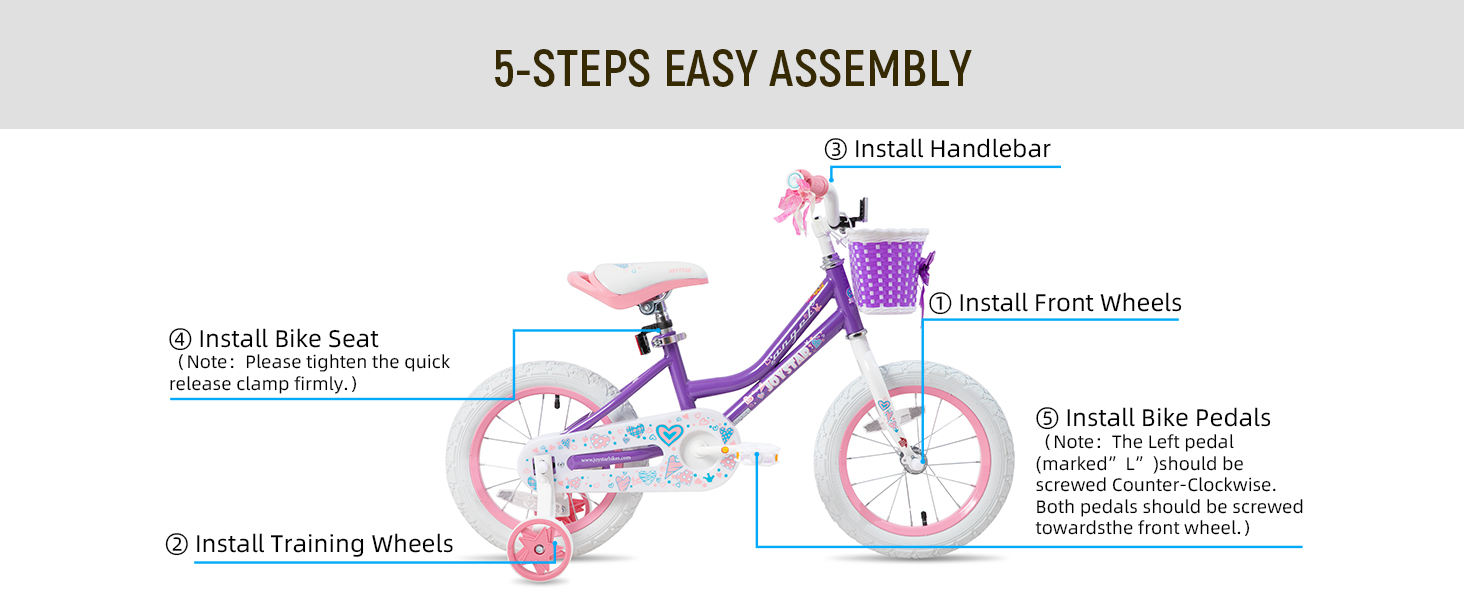 joystar kids bike boy girl children youth bicycle toddler training wheels basket low-step frame