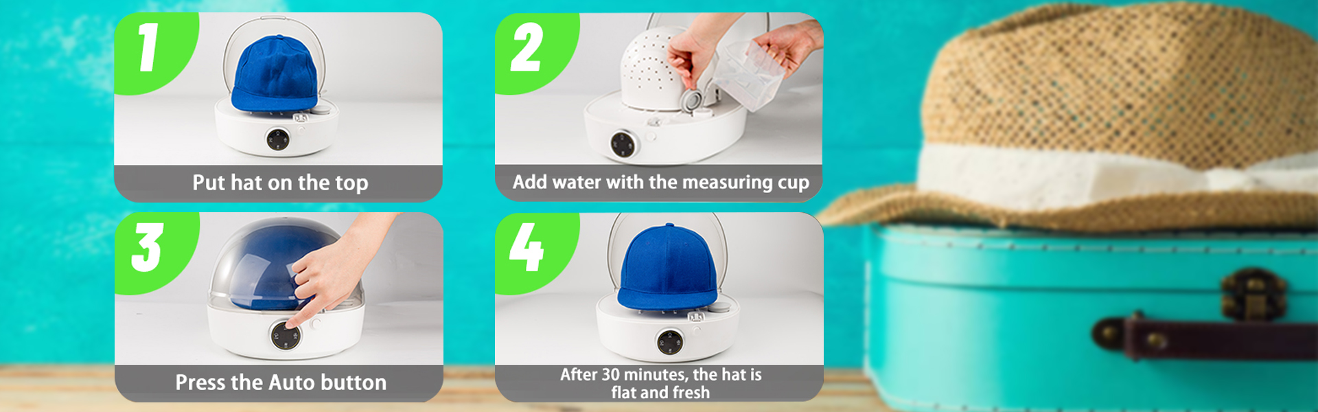 Hat Care Machine for Iron and Dry,Restore Misshapen Hat/Cap Natural Shape  with Steam and Hot&Cold Wind,Keep Your Hat/Cap Clean and Shaped