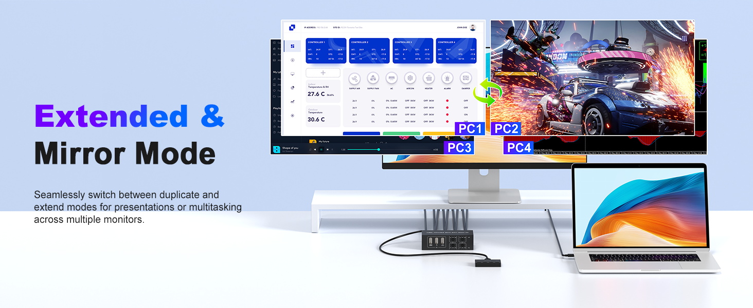 USB HDMI KVM Switch 4K@60Hz for 4 Computers Share 1 Monitor, 4 in 1 Out HDMI KVM Switch
