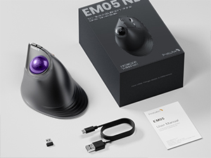 ProtoArc® EM05 NL Ergonomic Vertical Wireless Trackball Mouse