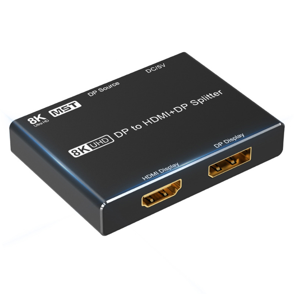 Angusplay DisplayPort Switch 8K Splitter Bidirectional DP 1.4 Switcher Box  2 in 1 Out / 1 in 2 Out Supports 8K@30Hz 4K@120Hz Compatible with PC Host
