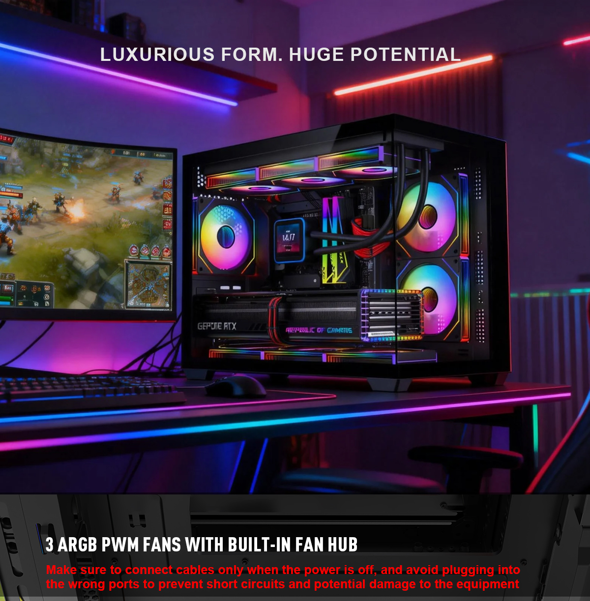 DIYPC ARGB-DC120-TM Black USB3.0 Tempered Glass Micro ATX Gaming Computer Case