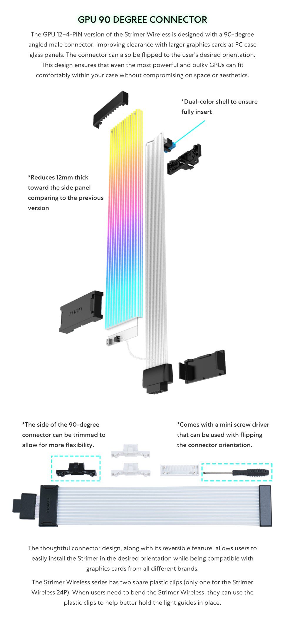 Strimer Wireless,24 Pin, RGB Power Extension Cable